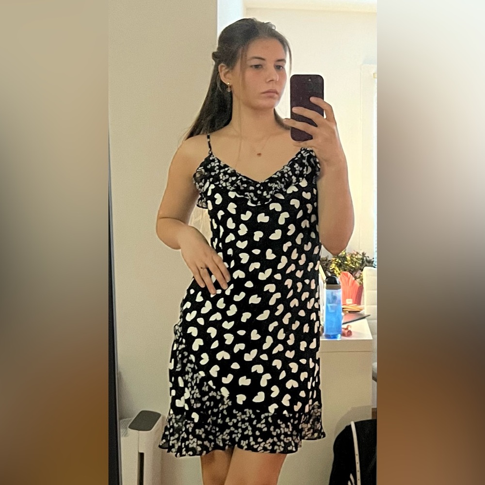 Black and White dress heart cow print